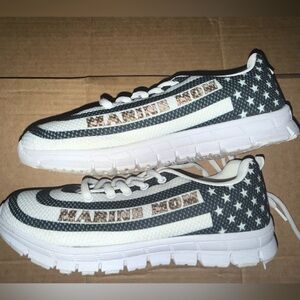 Marine Mom Women's Athletic Shoes - Black and White